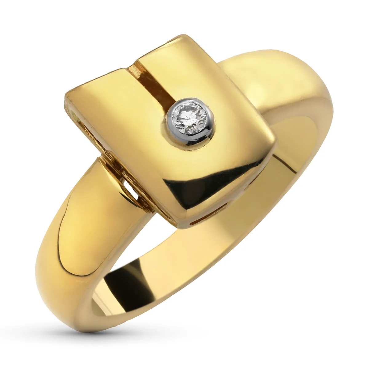18K SORTIJA ORO AMARILLO BRILLANTE 0,05 QTS. ANCHO: 12X8 MM