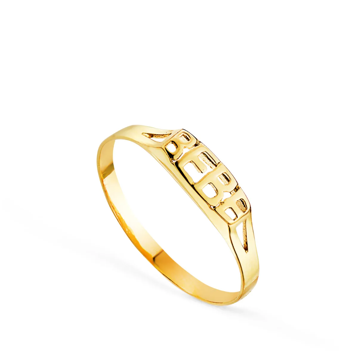 18K SELLO ORO AMARILLO PALABRA BEBE. ANCHO 8X2 MM