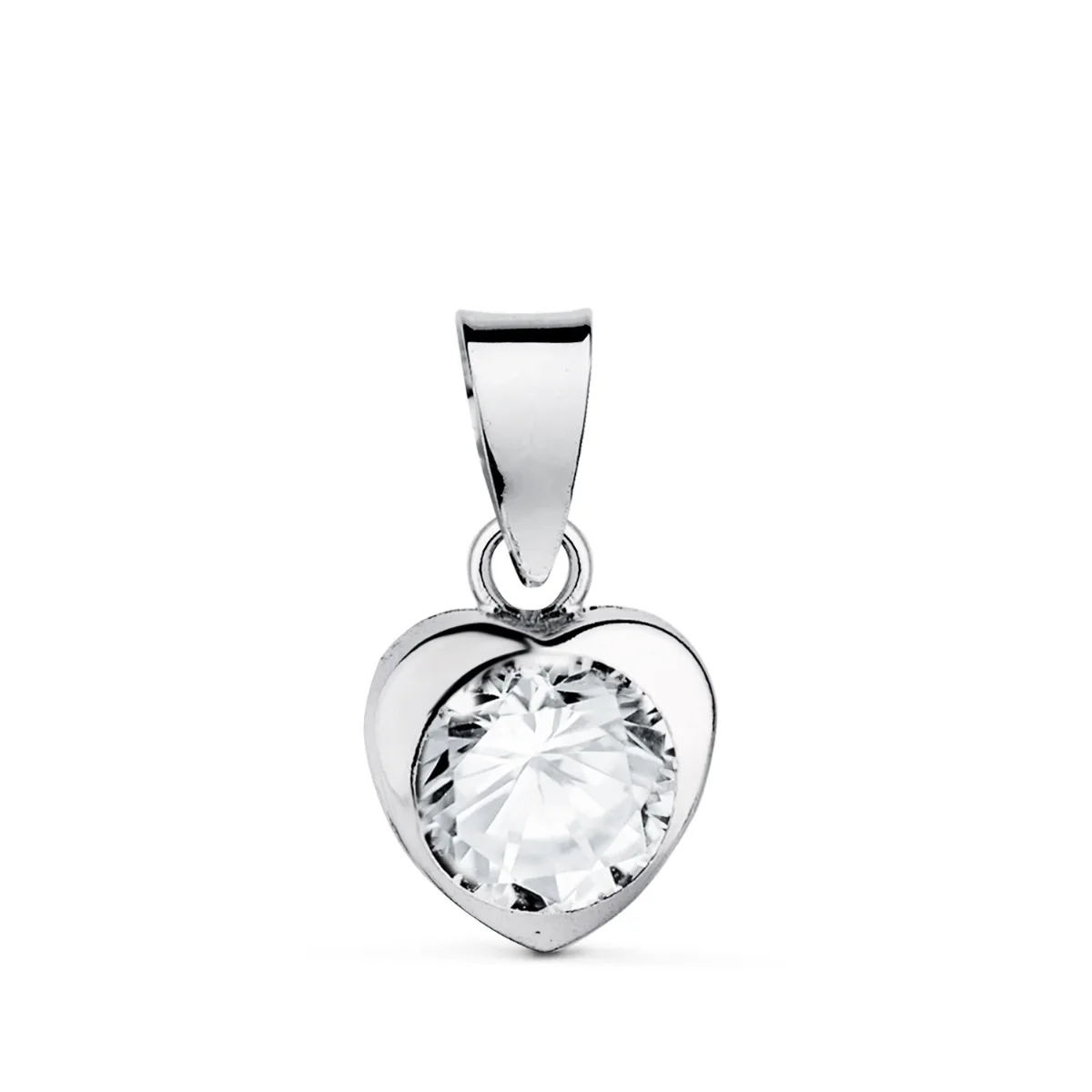 18K COLGANTE ORO BLANCO CHATON CORAZON CON CIRCONITA. MEDIDA: 7,5 X 7,5 MM