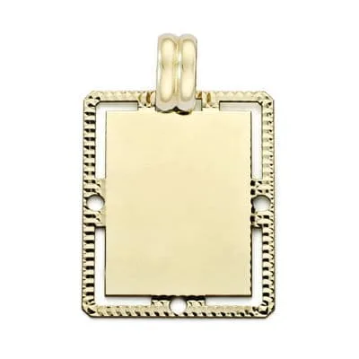 18K PLACA CHAPA ORO AMARILLO FILO TALLADO 26X20 MM