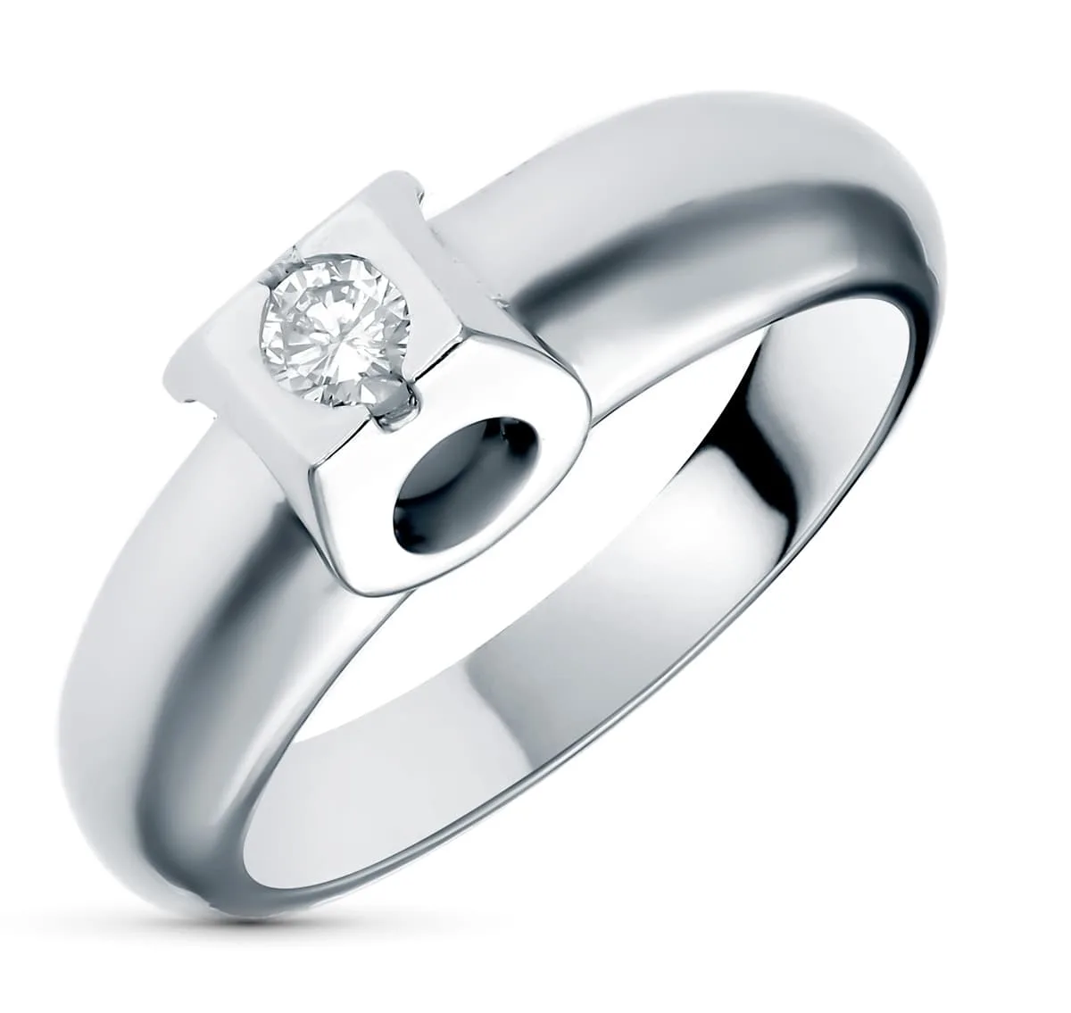 18K SOLITARIO ORO BLANCO DIAMANTE NATURAL 0.15 QTS. ANCHO: 6,5 MM