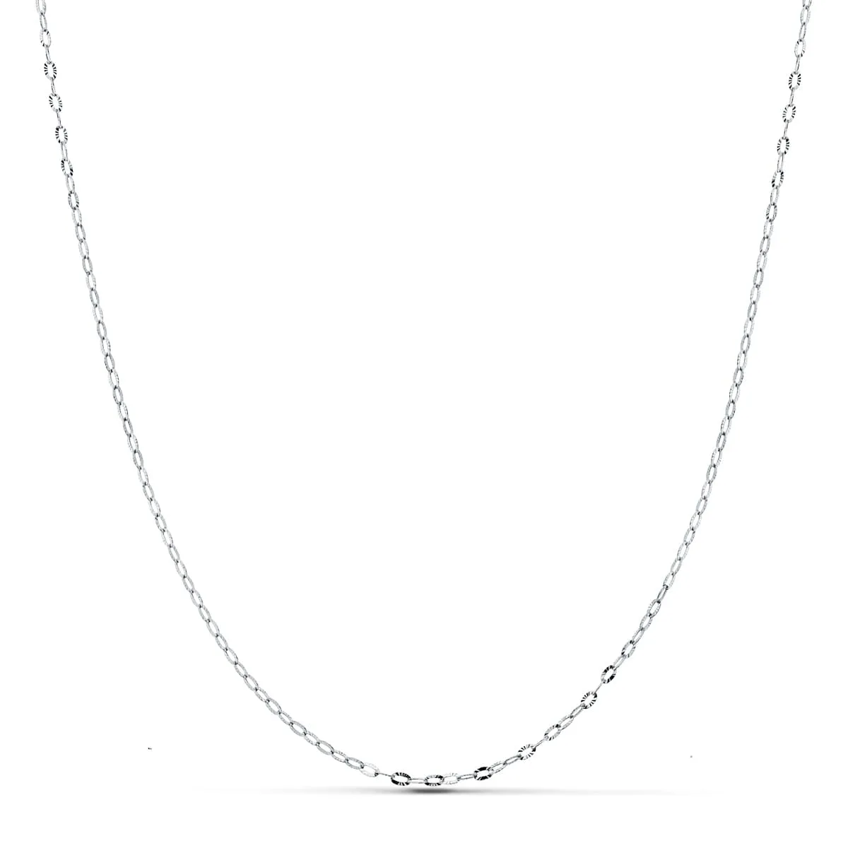 18K CADENA MACIZA ORO BLANCO ESLABONES TALLADOS 1 MM 40CM