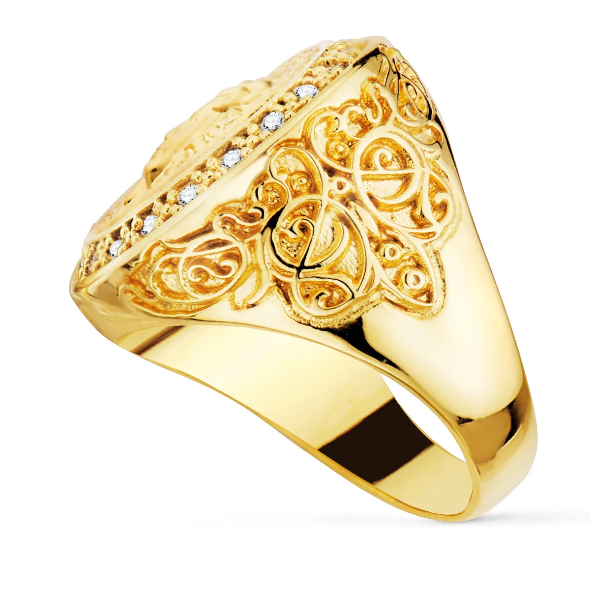18K SELLO ORO AMARILLO MEDUSA VERSACE MATE 15 MM CON CIRCONITA ANCHO 21 MM — vista 2