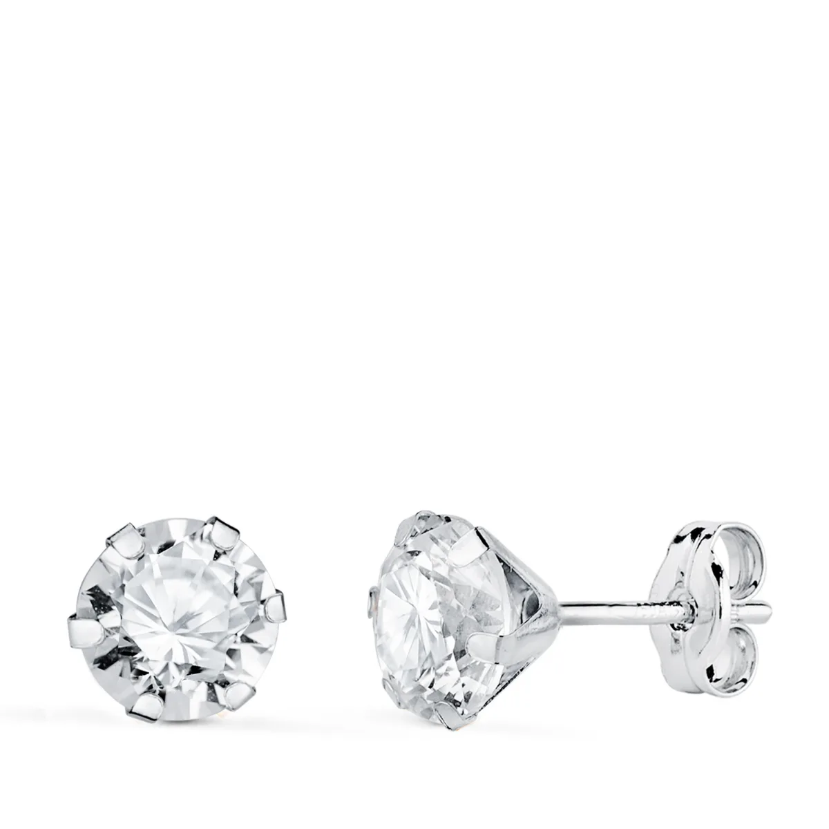 18K PENDIENTES ORO BLANCO 6 GARRAS CON CIRCONITA. ANCHO: 6 MM CIERRE PRESION