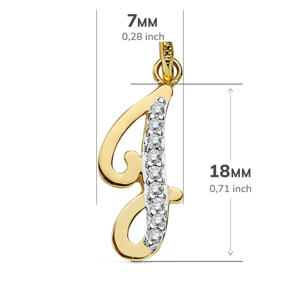 18K COLGANTE ORO BICOLOR LETRA J CIRCONITA 18X7 MM — vista 2