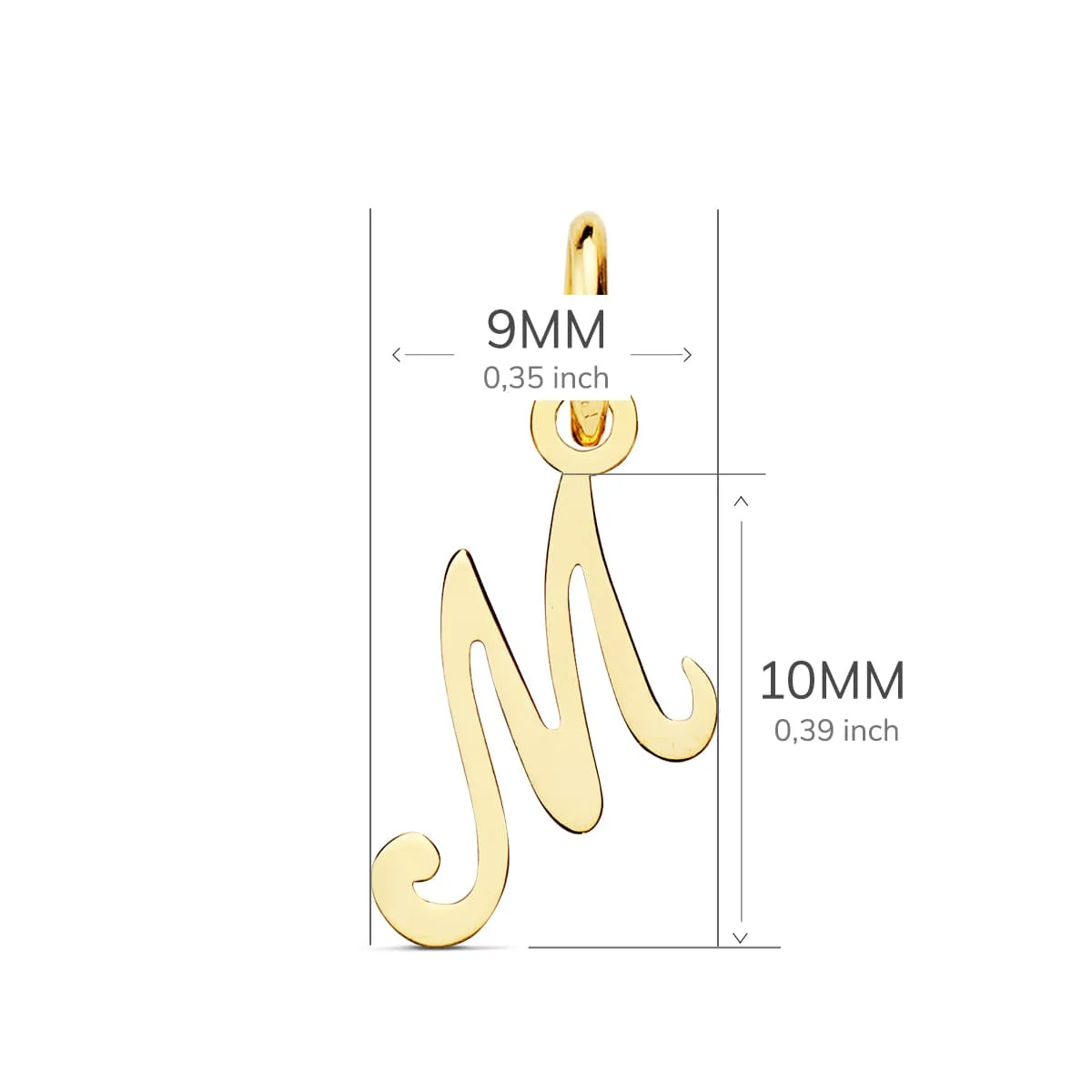 18K COLGANTE ORO AMARILLO LETRA " M " 10X9 MM — vista 2