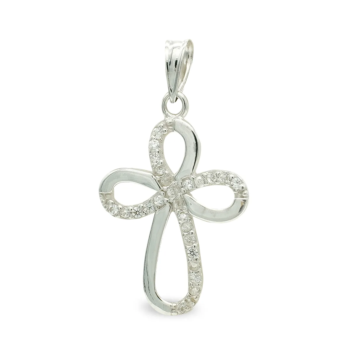 9K CRUZ ORO BLANCO CIRCONITA 24X16 MM