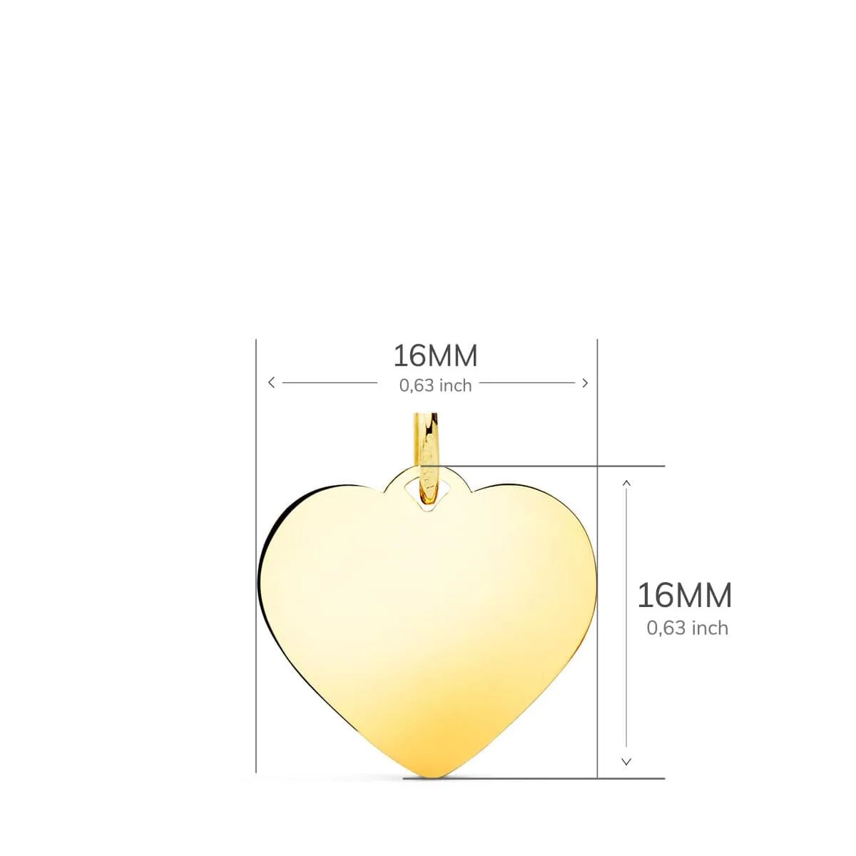 18K PLACA CHAPA ORO AMARILLO CORAZON LISO EN BRILLO 16X16 MM C. AMOR — vista 2