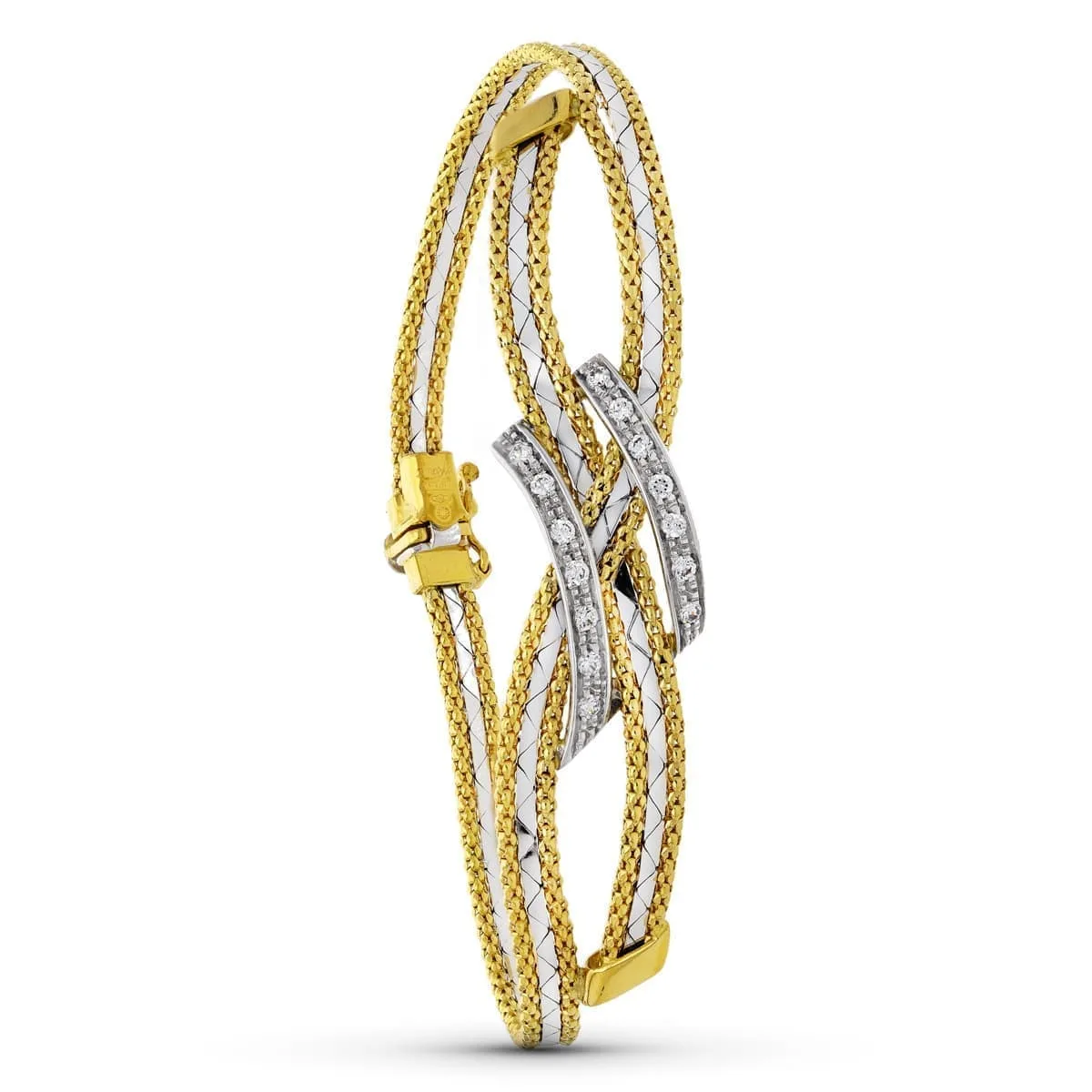 18K PULSERA ORO BICOLOR HILOS