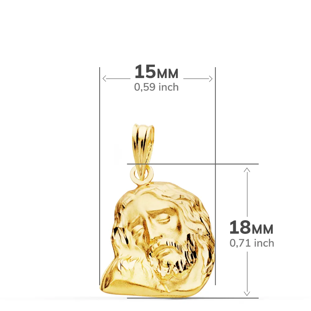 18K COLGANTE ORO AMARILLO CABEZA DE CRISTO  18X15 MM — vista 3