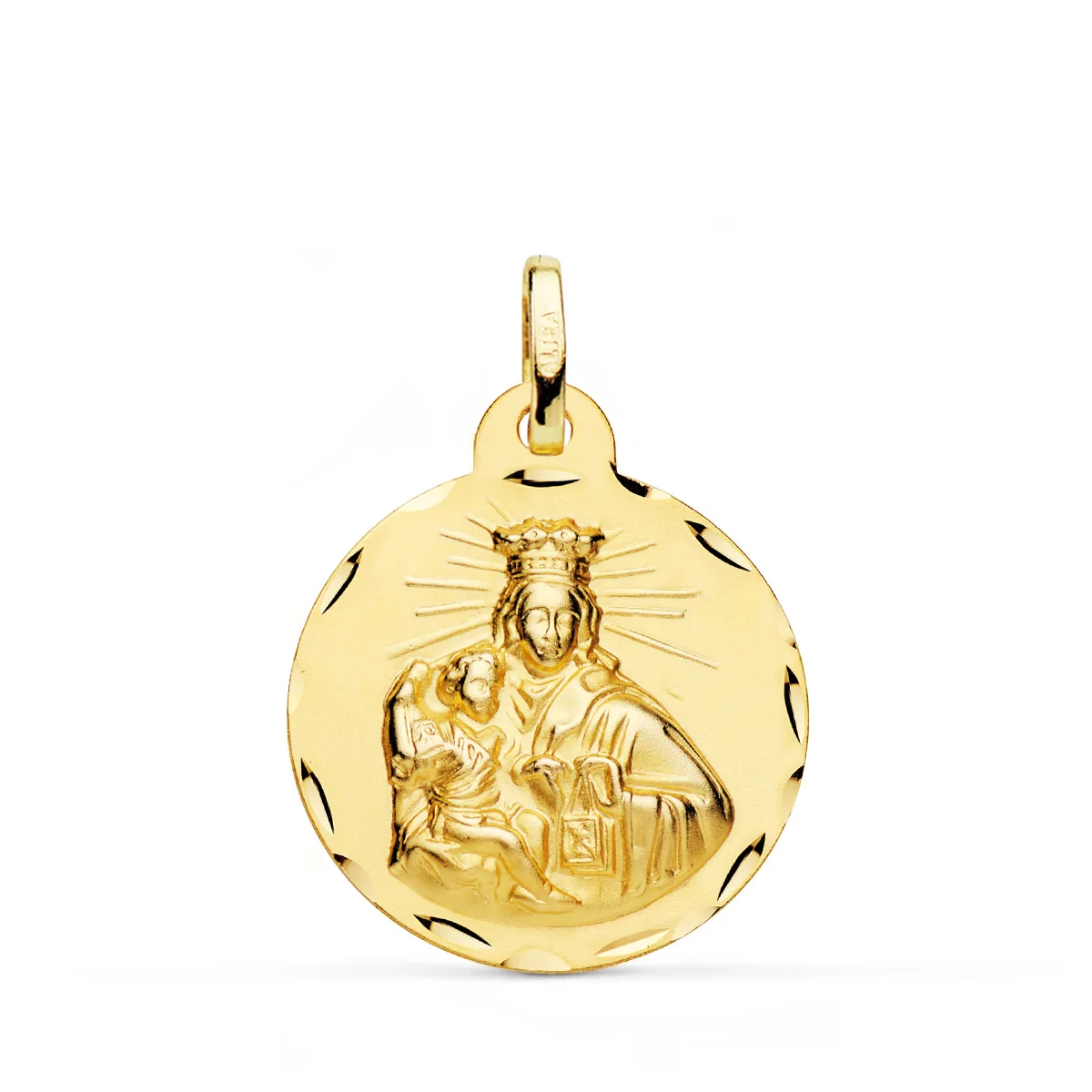 18K ESCAPULARIO ORO AMARILLO CORAZON DE JESUS Y VIRGEN DEL CARMEN TALLADO ORO AMARILLO 22 MM — vista 2