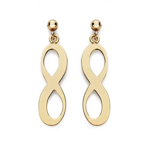 18K PENDIENTES INFINITO PRESION ORO AMARILLO 20X6 MM CIERRE PRESION
