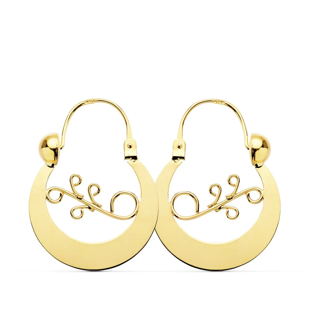 18K AROS CRIOLLAS ORO AMARILLO CANARIAS 27X20 MM