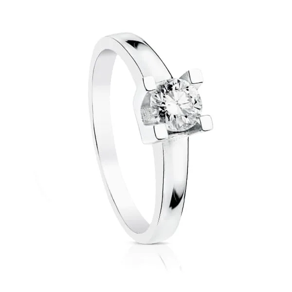 18K SOLITARIO ORO BLANCO DIAMANTE TALLA BRILLANTE 0.500 QTS. PUREZA SI COLOR H