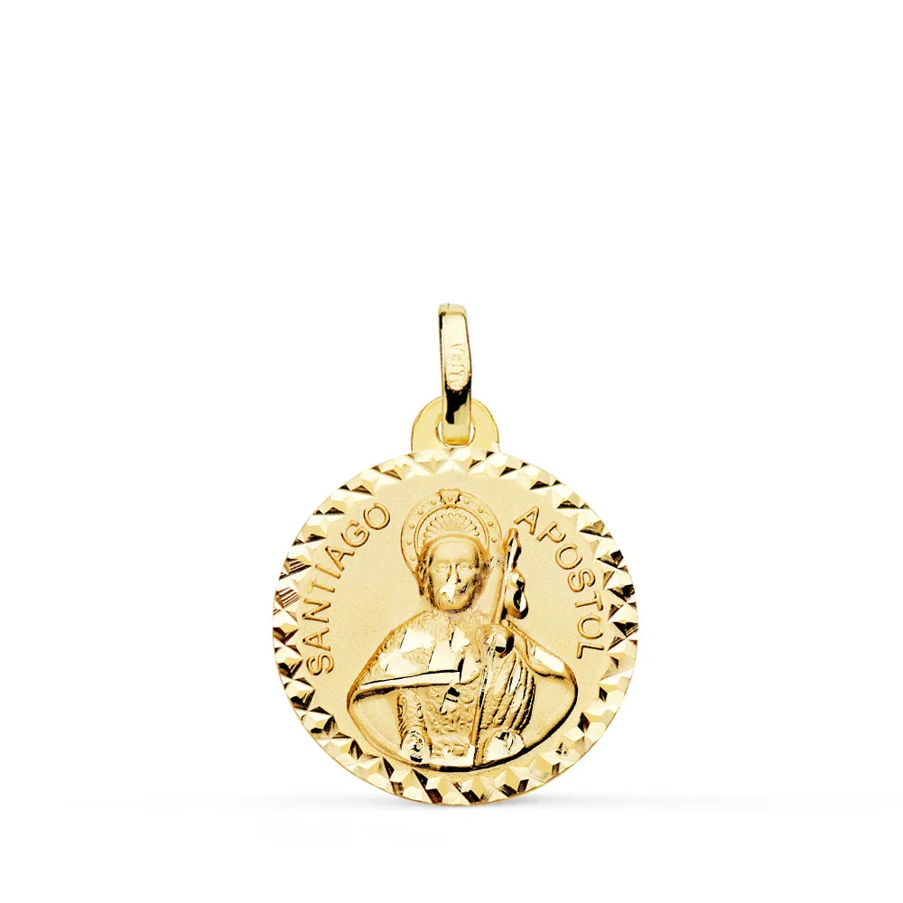 18K MEDALLA ORO AMARILLO SANTIAGO APOSTOL TALLA CRUZADA 18 MM