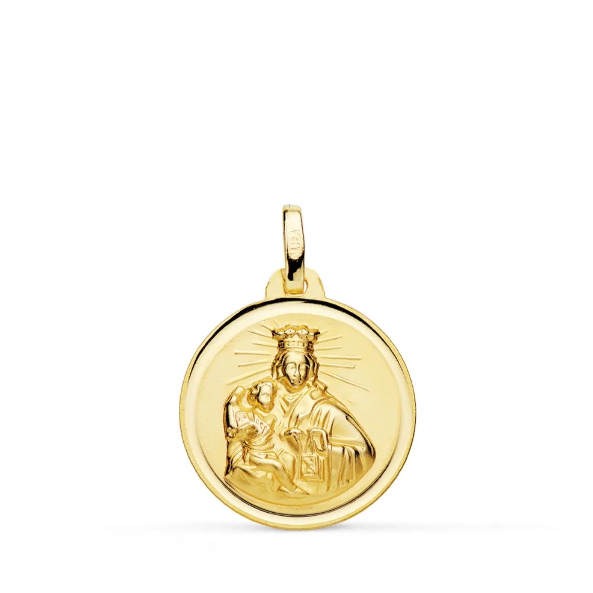 18K MEDALLA ORO AMARILLO VIRGEN MARIA DEL CARMEN BISEL 18 MM