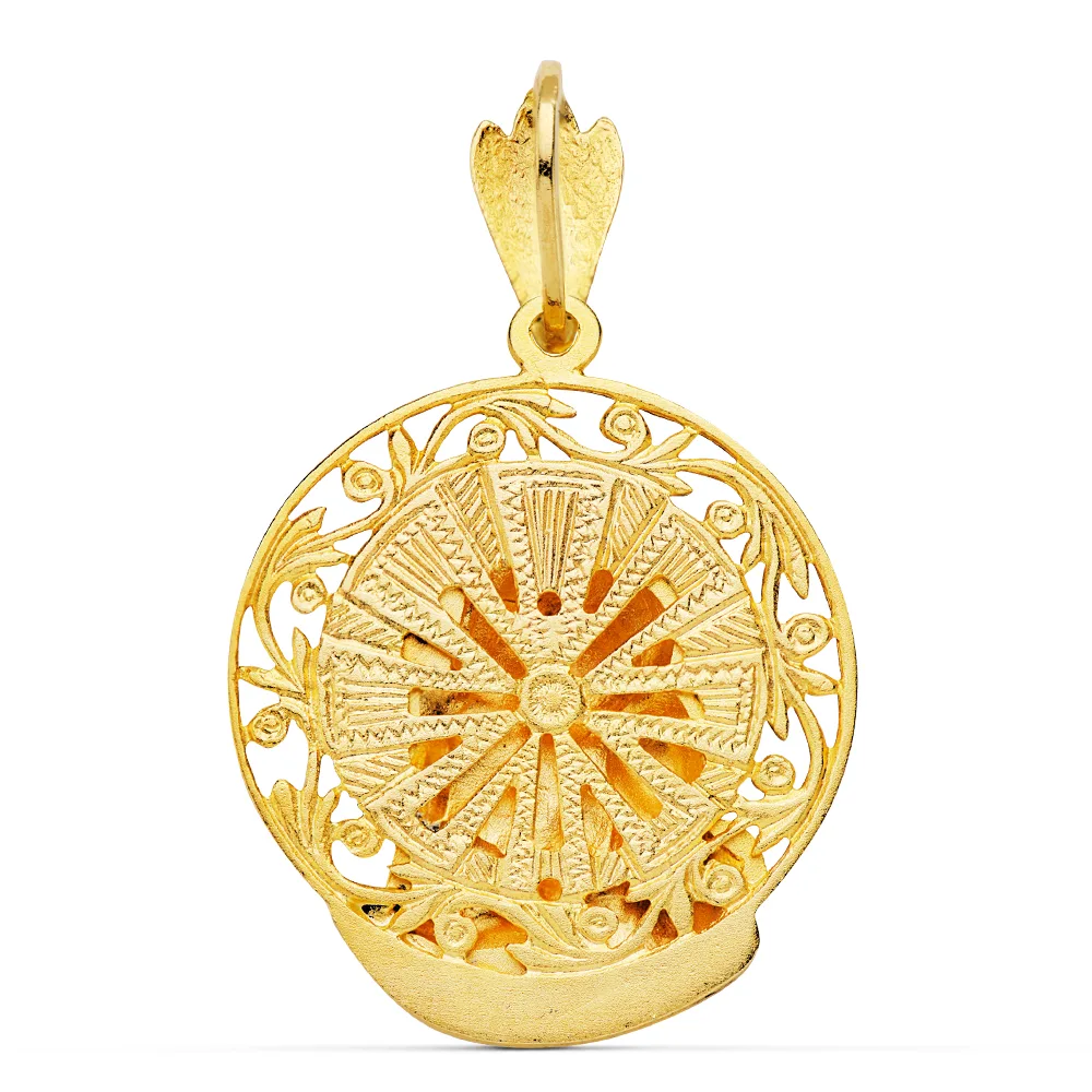 18K COLGANTE ORO AMARILLO CABEZA DE CRISTO AUREOLA 29X27 MM — vista 2