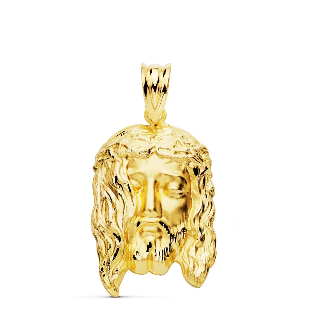 18K COLGANTE COLGANTE ORO AMARILLO CABEZA DE CRISTO 26X16 MM