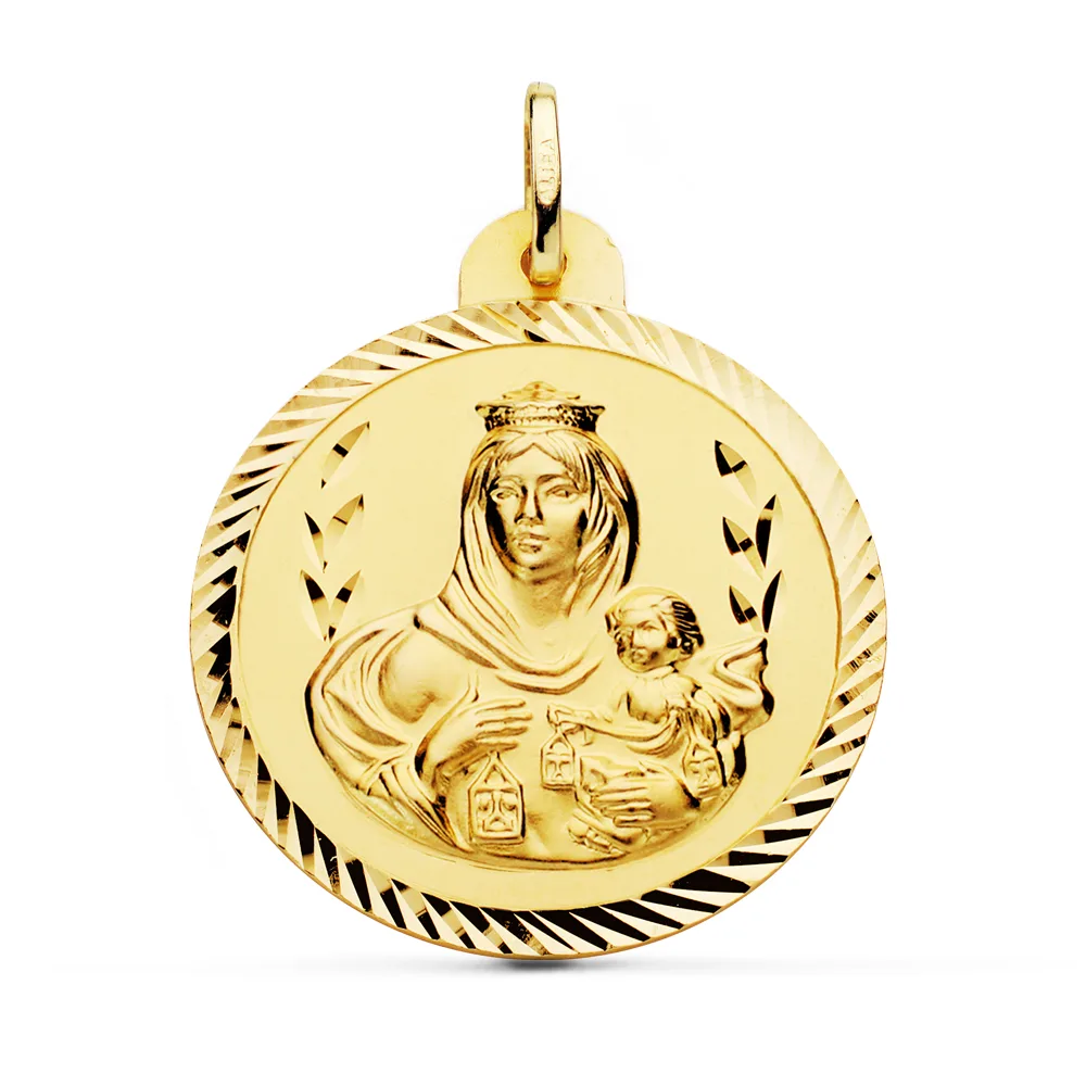 18K ESCAPULARIO ORO AMARILLO HELICE VIRGEN CARMEN Y CORAZON DE JESUS 30 MM — vista 3