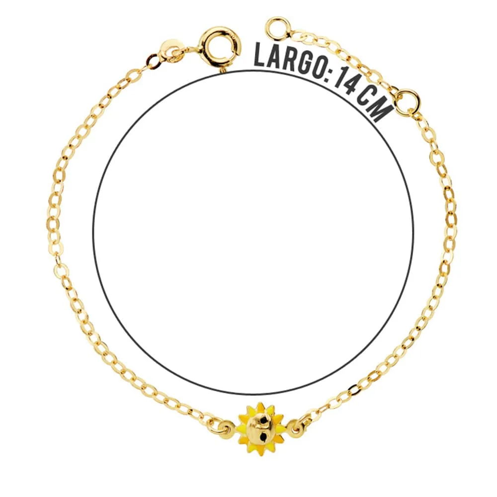 18K PULSERA ORO AMARILLO NIÑA SOL ESMALTE 14.5CM — vista 2