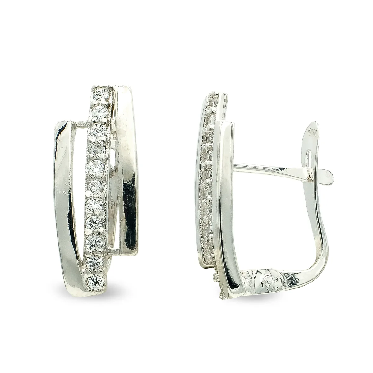 9K PENDIENTES CIRCONITA ORO BLANCO CATALAN 15X6 MM