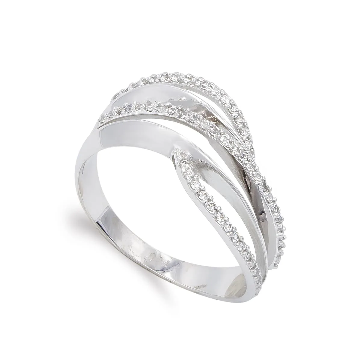 18K SORTIJA ORO BLANCO CON CIRCONITAS. ANCHO: 9 MM