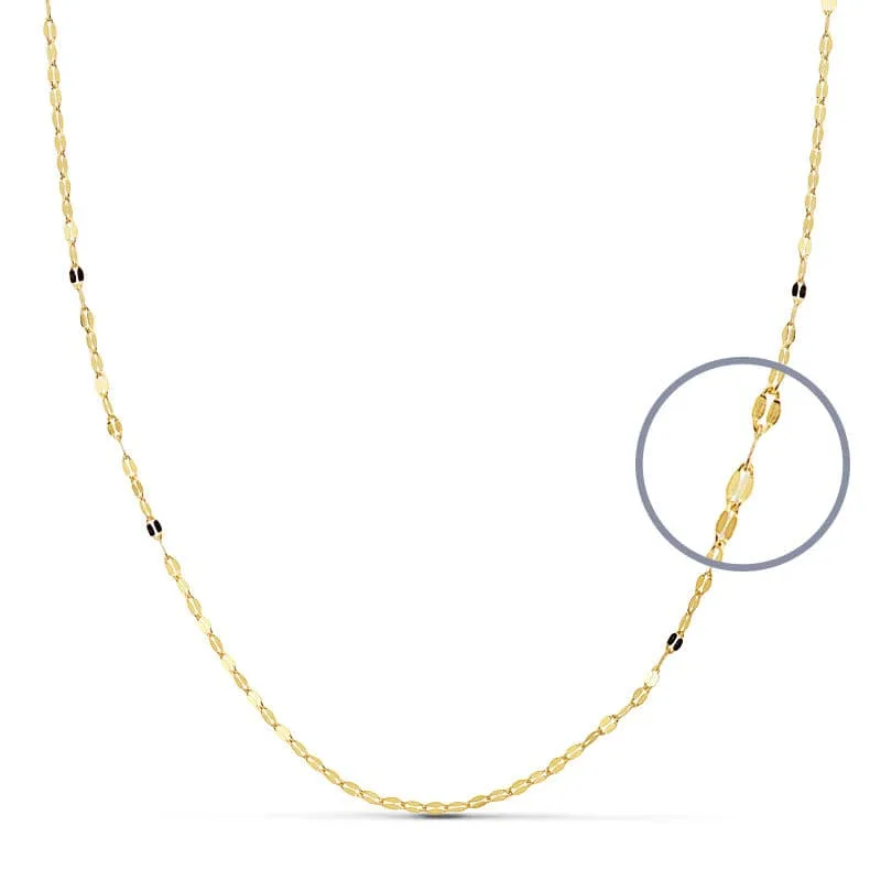 18K CADENA ORO AMARILLO MACIZA  DIAMANTADA 50CM 1 MM