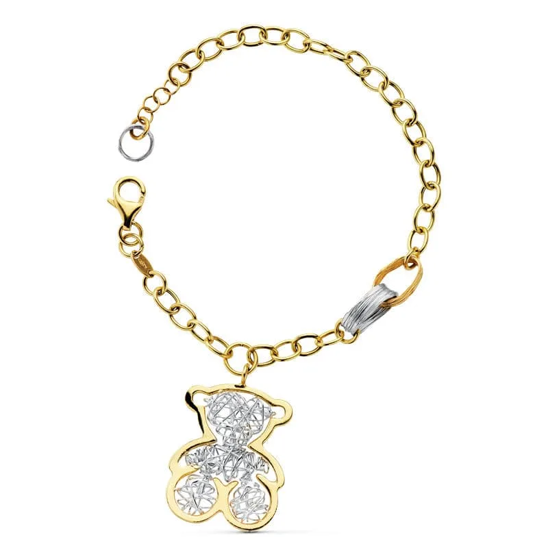 18K PULSERA BICOLOR OSO 21.5CM