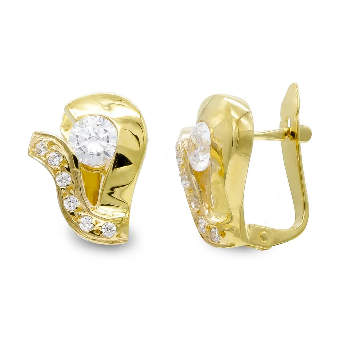 18K PENDIENTES ORO AMARILLO Y CIRCONITA CIERRE CATALAN