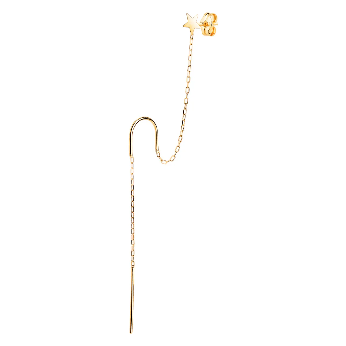 18K PIERCING ORO AMARILLO CADENA Y ESTRELLA PARA 2 AGUJEROS. LARGO: 85 MM (UNIDAD)