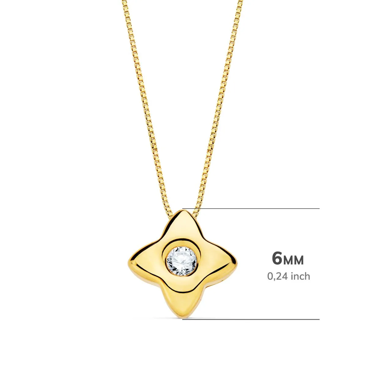 18K GARGANTILLA ORO AMARILLO ESTRELLA 6X6MM DIAMANTE LABORATORIO 0,050 QT. G-VS2. CADENA 42CM — vista 2