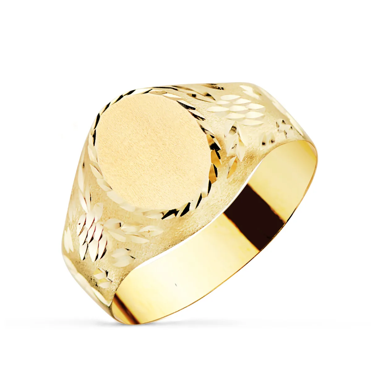 9K SELLO ORO AMARILLO CADETE OVAL LATERAL TALLADO. ZONA GRABADO: 12 X 9,5 MM