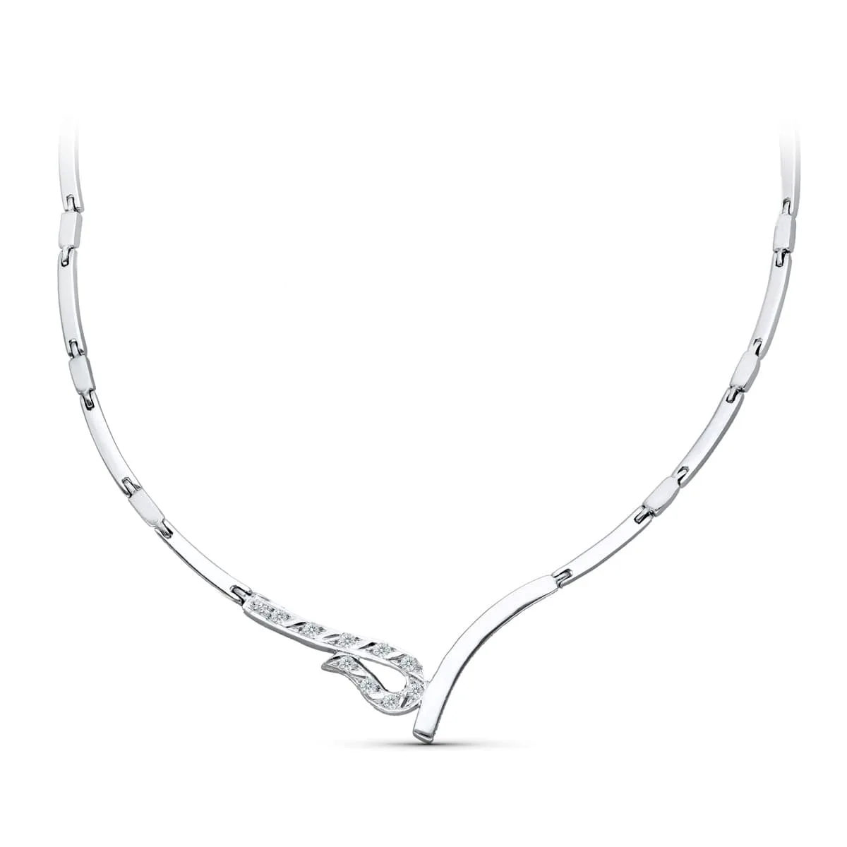 18K GARGANTILLA ORO BLANCO JUEGO NOVIA CIRCONITA 45CM CIERRE MOSQUETON