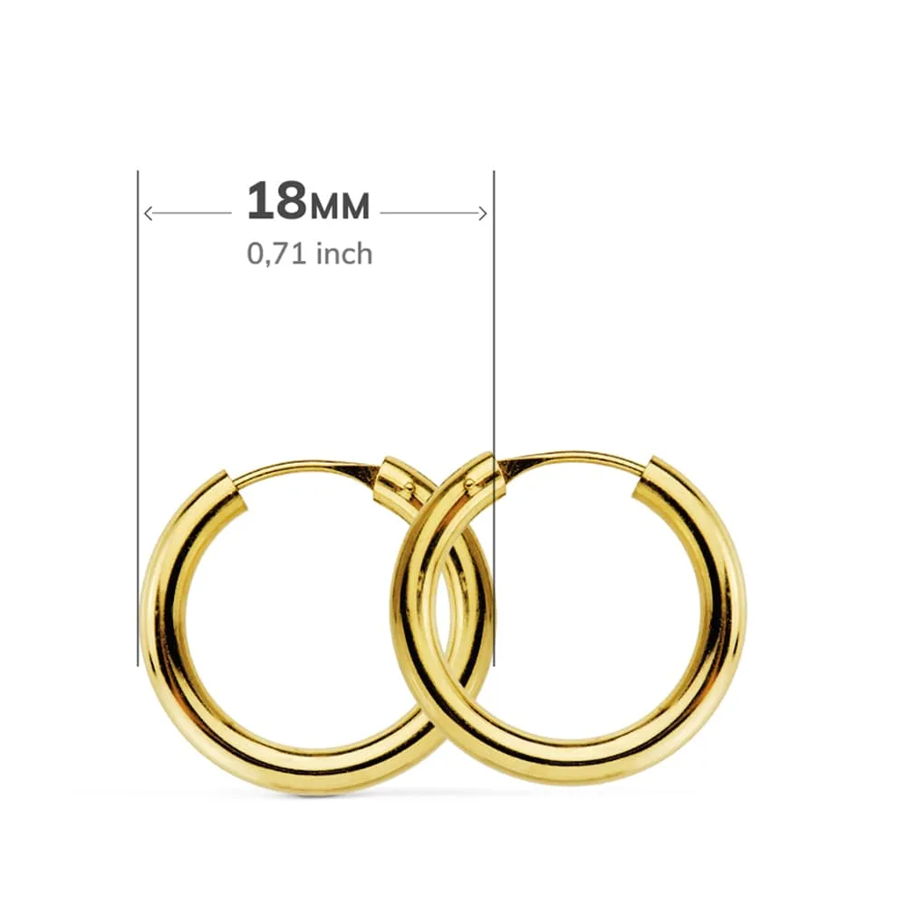 18K AROS ORO AMARILLO REDONDOS LISOS LIGEROS 18X2.5 MM — vista 3