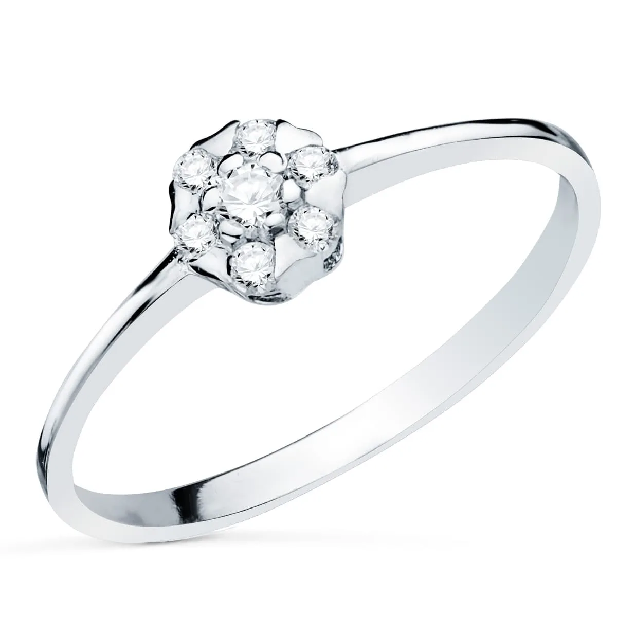 18K SORTIJA ORO BLANCO CON DIAMANTES CUAJO 5X5 MM 0.127 QTS.