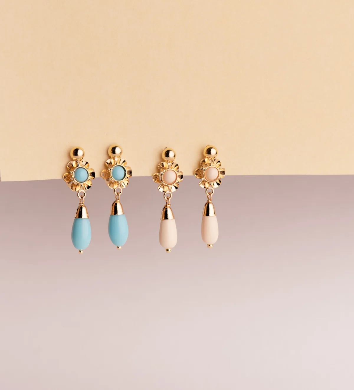 18K PENDIENTES ORO AMARILLO CUBANAS  LAGRIMA TURQUESA. MEDIDA: 22X7 MM. CIERRE CATALAN — vista 3
