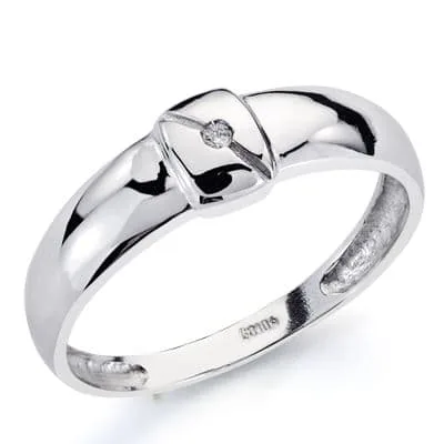 18K SORTIJA ORO BLANCO DIAMANTE TALLA BRILLANTE 0,01 QTS. ANCHO: 5,5 MM