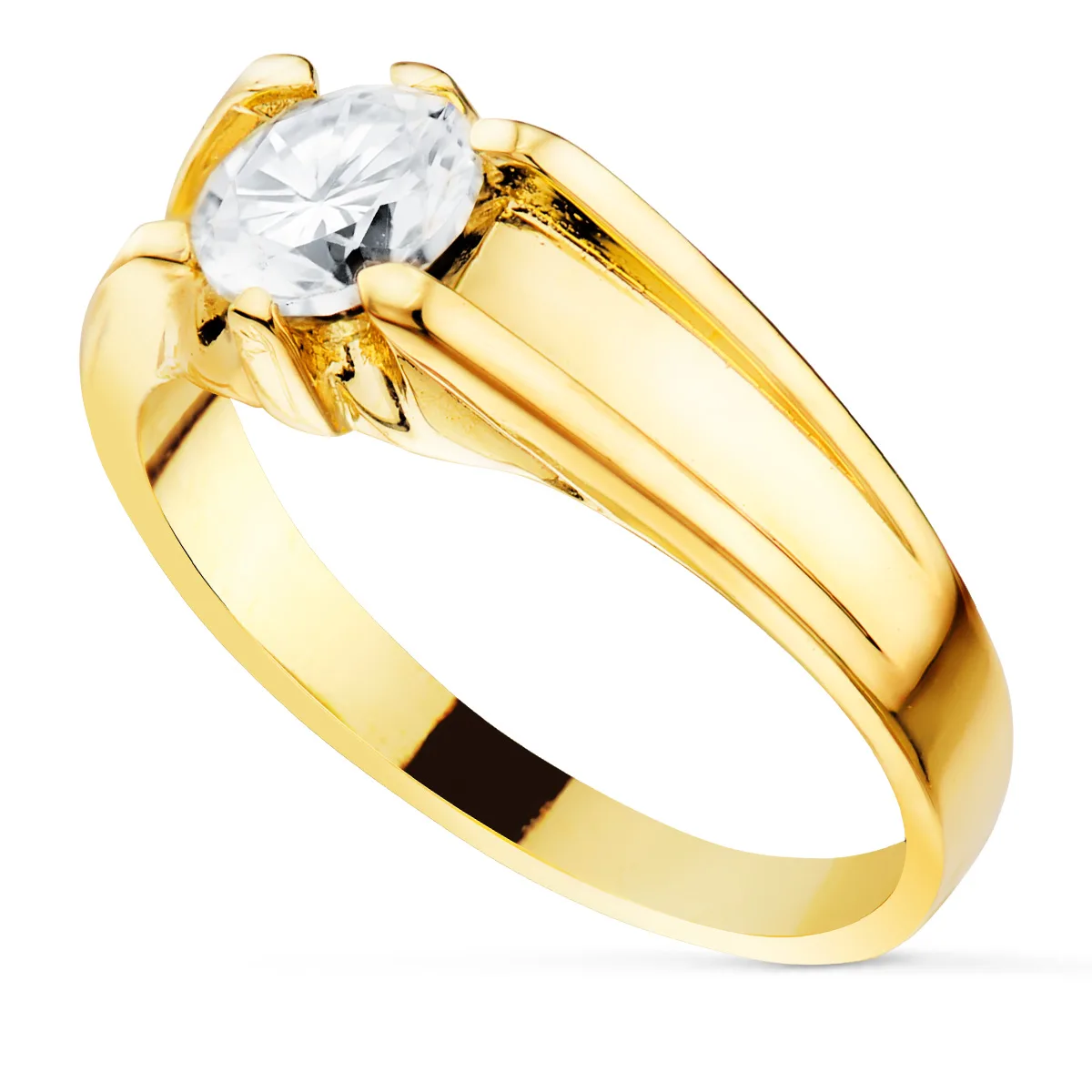 18K SOLITARIO ORO AMARILLO CIRCONITA 6 MM INTERIOR FORRADO — vista 2