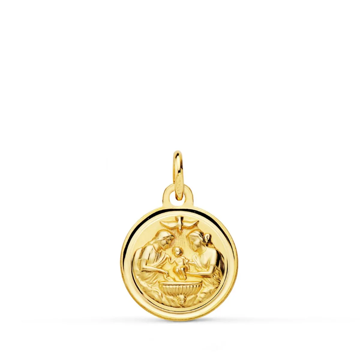 9K MEDALLA ORO AMARILLO NUEVO BAUTISMO BISEL 14 MM