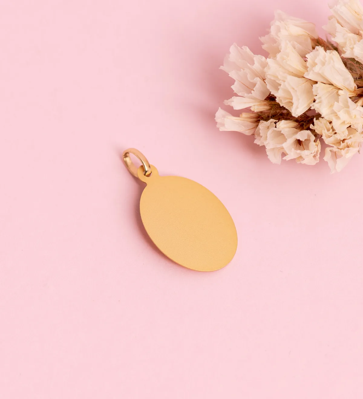 18K MEDALLA ORO AMARILLO VIRGEN NIÑA OVAL LISA MATIZADA. MEDIDA: 23 X 15 MM — vista 3