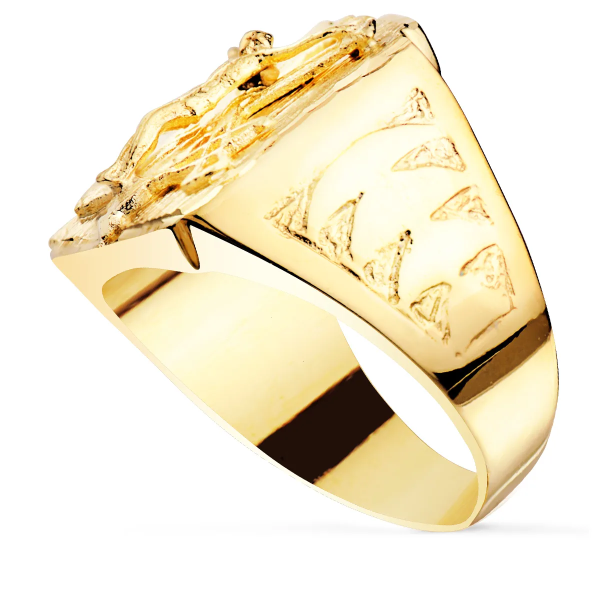 18K SELLO ORO AMARILLO MACIZO CON CRISTO DE LA LEGION. ANCHO CABEZA 21X17 MM — vista 2