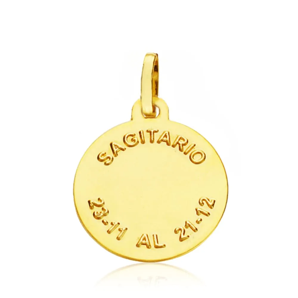 18K PLACA HOROSCOPO ORO AMARILLO SAGITARIO 16 MM — vista 2