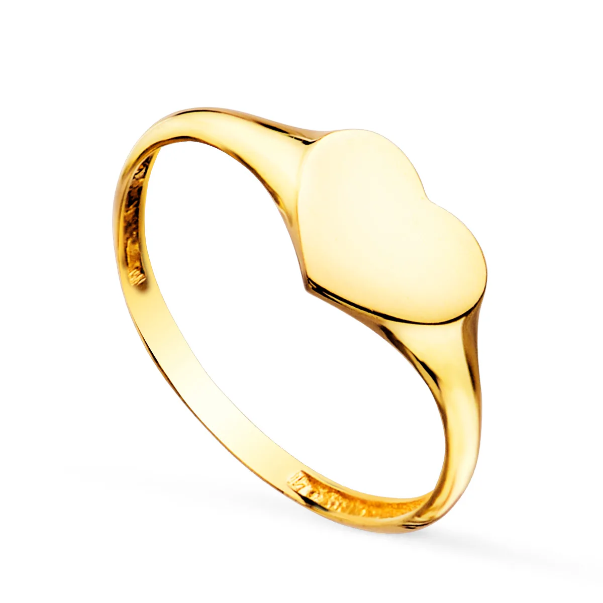 18K SELLO ORO AMARILLO MACIZO FORMA CORAZON. ZONA GRABADO: 9X6,5 MM