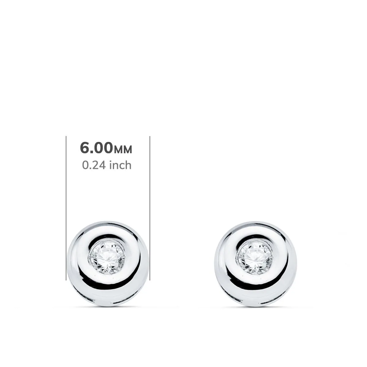 18K PENDIENTES CHATON ORO BLANCO DIAMANTES LABORATORIO 0,140 QTS VS2-G. MEDIDA: 5,5 X 5,5 MM. CIERRE PRESION — vista 2