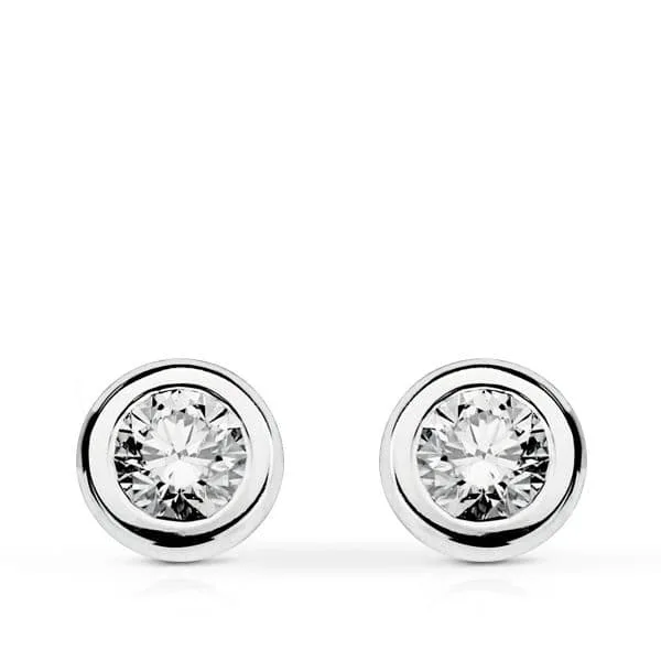 18K PENDIENTES ORO BLANCO DIAMANTES TALLA BRILLANTE CHATON 0.300 QTS