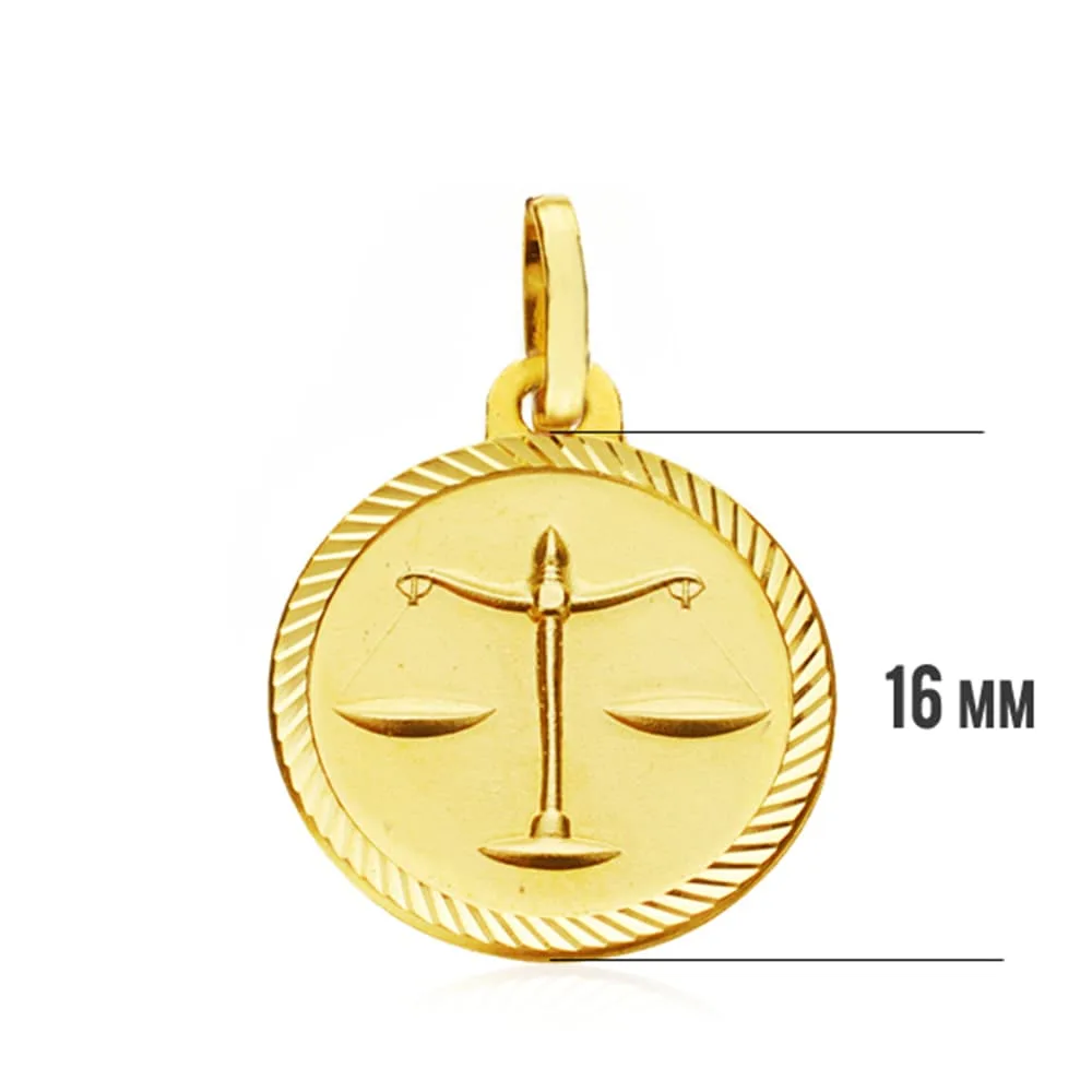18K PLACA HOROSCOPO ORO AMARILLO LIBRA 16 MM — vista 3