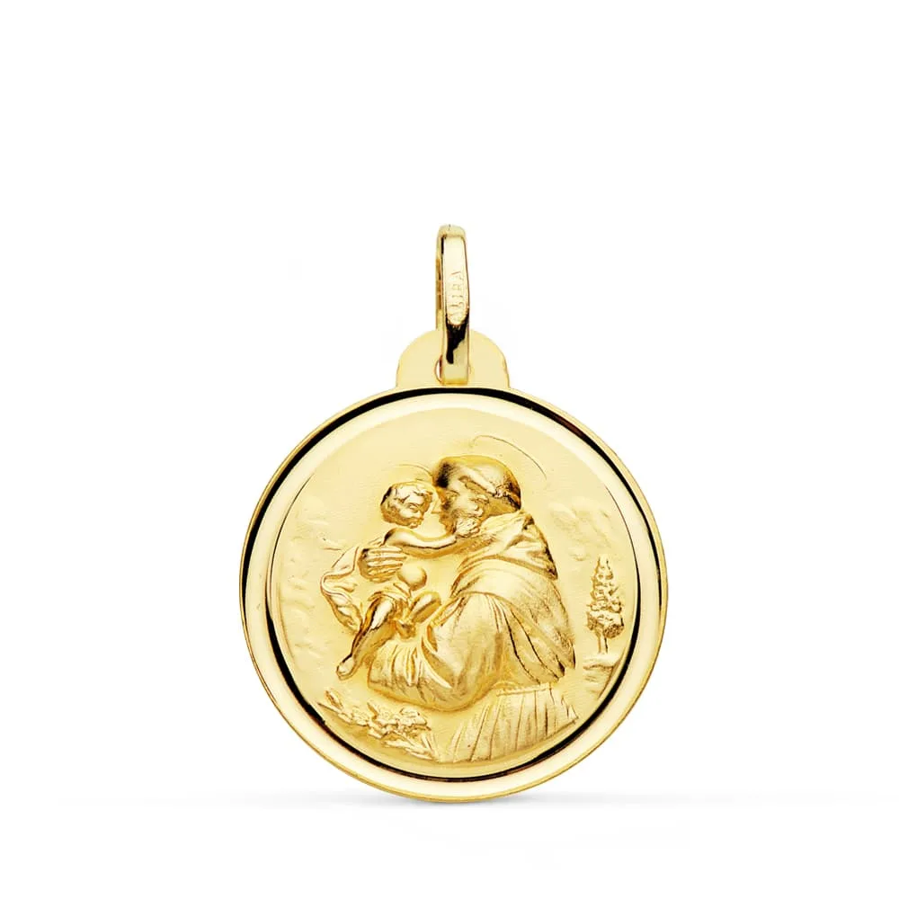 18K MEDALLA ORO AMARILLO SAN ANTONIO BISEL 24 MM