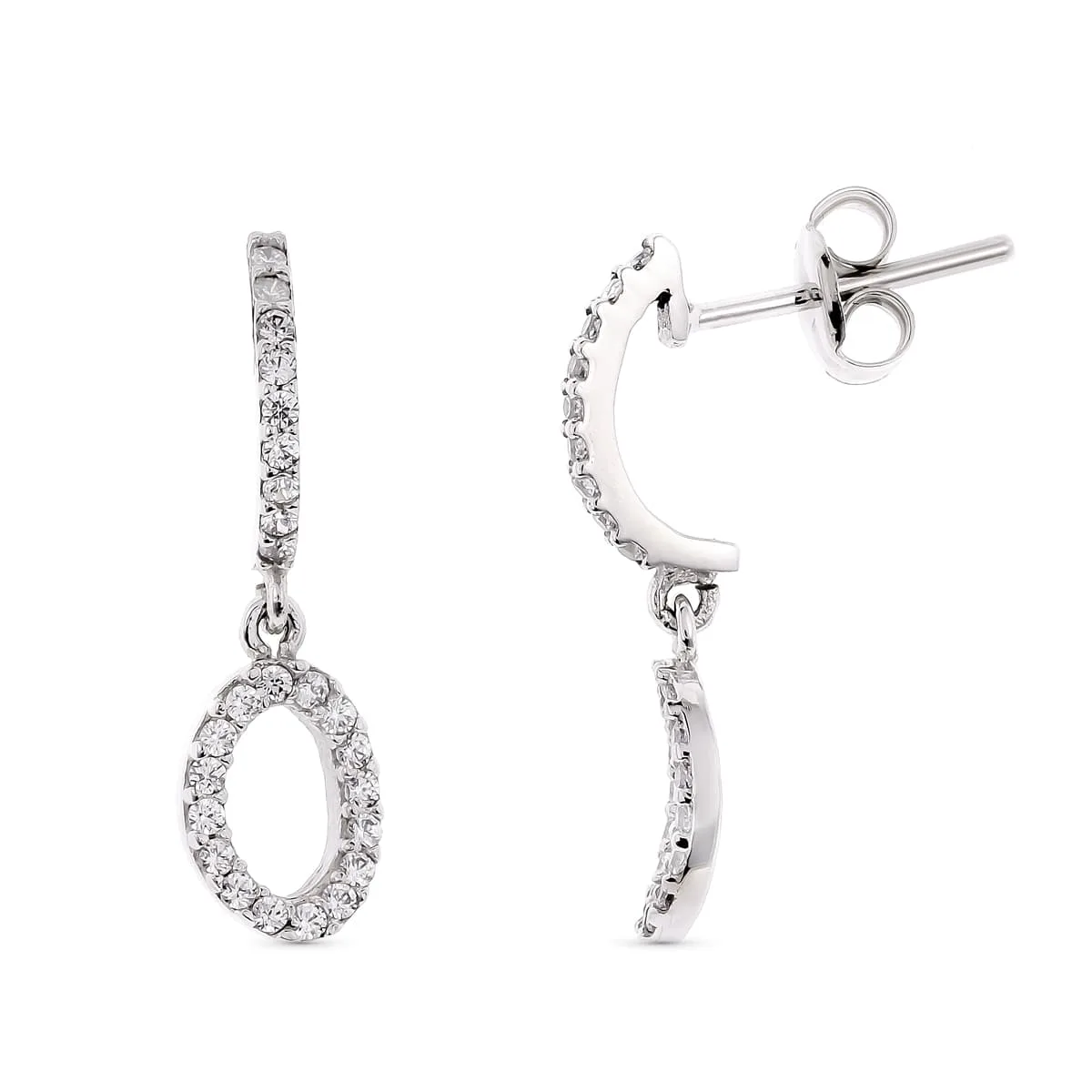 18K PENDIENTES ORO BLANCO. 19 X 5 MM CIERRE PRESION