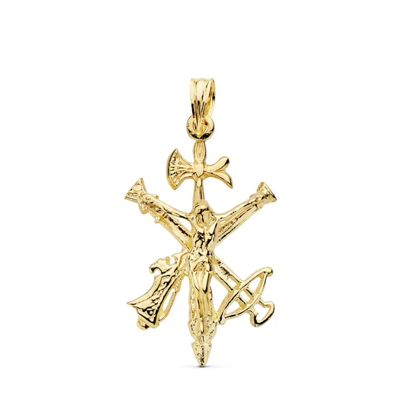 18K COLGANTE CRUZ CRISTO LEGION ORO AMARILLO 29X18 MM