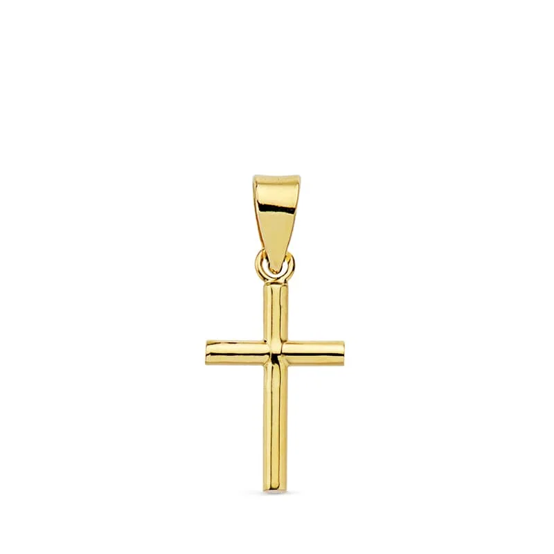 18K CRUZ ORO AMARILLO LISA 15X8X1.5 MM